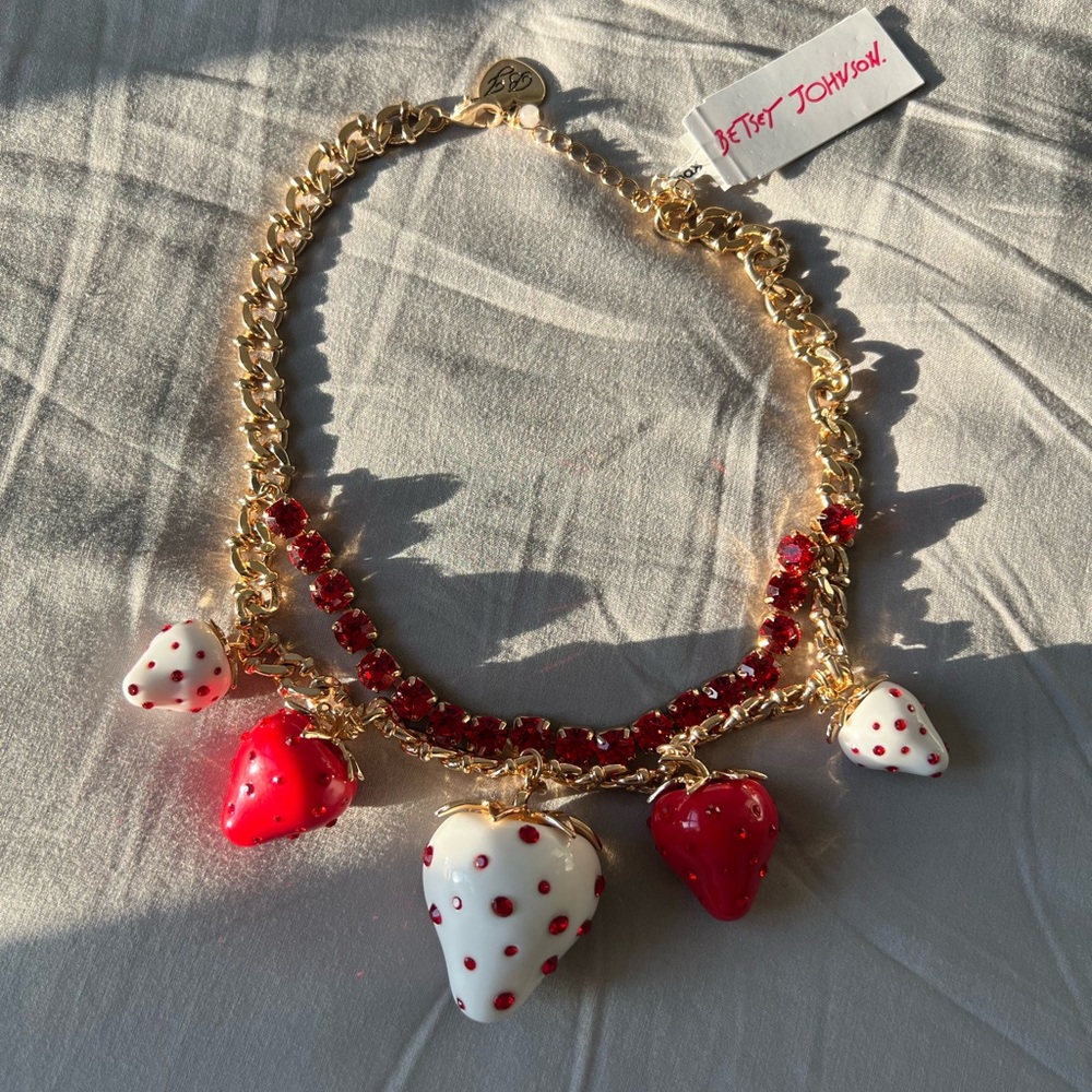 Betsey Johnson Strawberry Gold Necklace! BRAND NEW WITH TAG